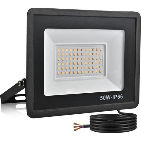 Projecteur LED d'extérieur, éclairage de sécurité étanche IP66 pour jardin, garage, cour, parking (lumière blanche froide, 50 W) (1/4)