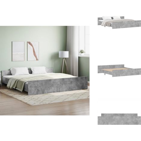 Cadre de lit sans matelas gris béton 180x200 cm - Cadre De Lit - Lit Deux Personnes - Lit Double - Lit Gris - Lit Design (1/5)