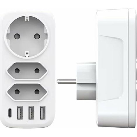 Multiprise murale 3 prises AC et 3 ports USB 3A – Chargeur intelligent 4000W – Design compact pour maison et bureau – Charge simultanée 6 appareils (1/5)