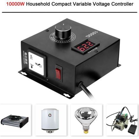TIKATARER 10.000W Spannungsregler, Mini-tragbare Größe, hohe Leistung, einstellbare Drehzahl, Lichtsteuerung mit LCD-Bildschirm und Dauerregler für Warmwasserbereiter