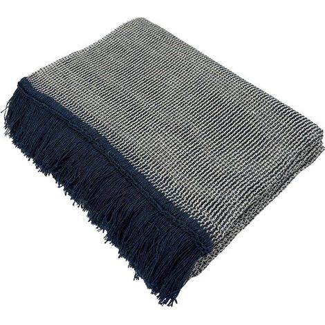 Rideau tamisant à tissage alvéolé Bleu 140x240 cm