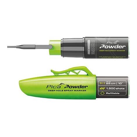 Marqueur en spray pour trous profonds – Poudre fluorescente verte – Marquage jusqu'à 25 cm – 1500 coups – 2020 – Pica