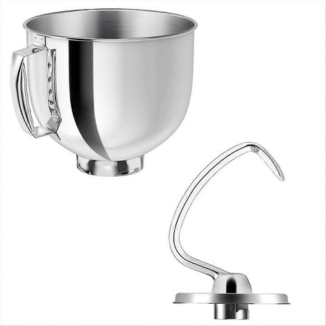 Professioneller Knethaken und Rührschüssel aus Edelstahl, 2-teiliges Set, robustes Küchenzubehör zum Kneten und Mischen, silberfarben, für den harten Einsatz geeignet (1/5)