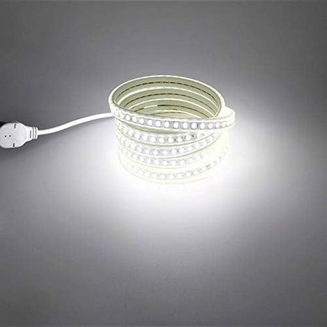 2M 3M 5M 6M Bande LED Blanc 3000K 4000K 6000K AC 220V Interieur Exterieur IP67 Etanche SMD 5730 120led / m Ruban LED pas besoin de Transformateur (Blanc, 3) (1/5)