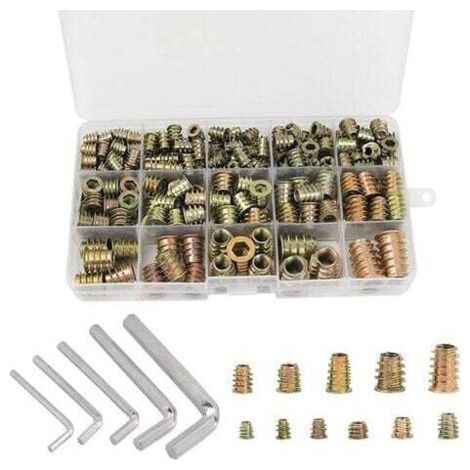 Écrous hexagonauxM4 M5 M6 M8 M10 avec inserts filetés, alliage de zinc (230 pièces) (1/4)
