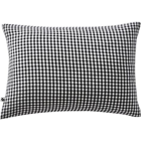 JOEL - Taie d'Oreiller 50x70cm Gaze de Coton Vichy Coloris Truffe (1/2)