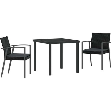 Garden Dining Set 3 pcs Black and Grey PE Rattan vidaXL (1/5)