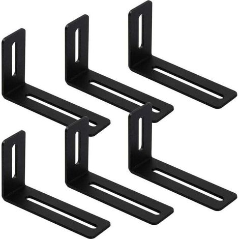 6 Pièces Equerre Metal de Fixation, Support d'angle Réglable 2 Fentes, Connecteur d'angle en Métal à 90 Degrés, Support de Coin Forme L, Equerre Fixation, Equerre Metal Noir Fixation de (1/4)