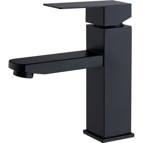 Robinet Lavabo Noir Mat, Mitigeur Salle de Bain en Laiton, Ensemble avec Flexibles Eau Chaude Froide, Robineterie Robuste pour Vasque, Finition Mat Anti-Taches (1/3)