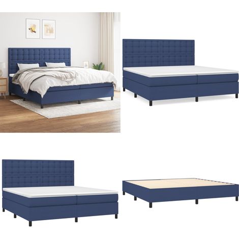 Boxspringbett mit Matratze Blau 200x200 cm Stoff - Boxspringbett - Doppelbett - Schlafsystem - Bettenrahmen - Blau - Home & Living