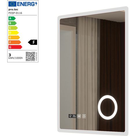 Espejo decorativo de diseño LED moderno para baño 80 x 60 cm blanco 030010169