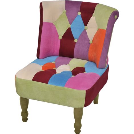 Chaise en style français avec design de patchwork Tissu Fauteuil de Bureau, Salon BSRHS237014 (1/5)