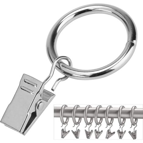 Rideau de la fenêtre Bagues avec Pinces (Φ25mm) (16 Pack) - antirouille Acier Inoxydable Métal Anneaux Clip Rideau pour Rideau Poids, Art Afficher, Convient à 20mm Tige (Nickel, 1 Pouce) (1/5)