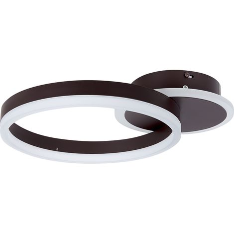 Lámpara de techo LED de metal marrón oscuro plafón anillo sala de estar Glyde (1/5)