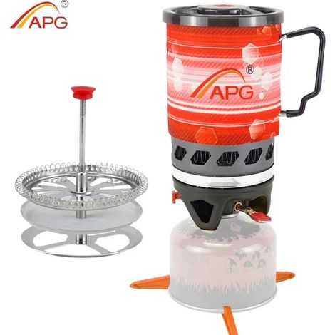 Réchaud à gaz propane, système de cuisson personnel, brûleurs portables d'extérieur, équipement de randonnée et de camping, échangeur de chaleur, casserole, réchauds de cuisson portables (1/2)