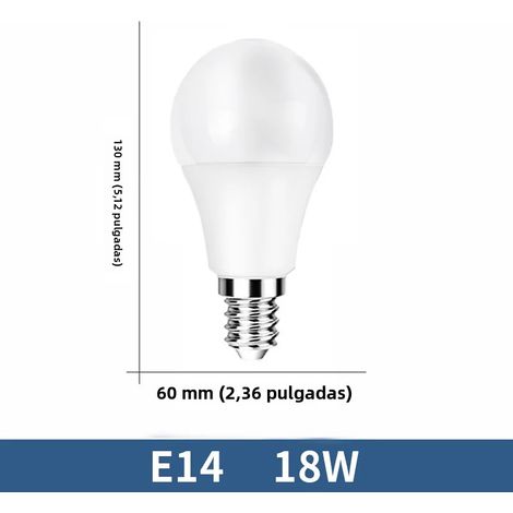 (Ampoule à vis E14 18W à gradation tricolore) 6 ampoules LED, très efficaces et économes en énergie, avec une durée de vie allant jusqu'à 50 000 heures. (1/5)