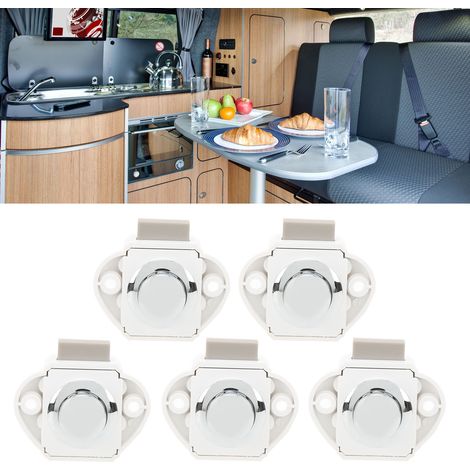 Accessoires pour VR/bateaux : Serrures d’armoires, serrures de portes d’armoires, serrures de tiroirs, serrures à bouton-poussoir (P01N-WH-CH-A) (Vendus par lots de 5) (1/5)