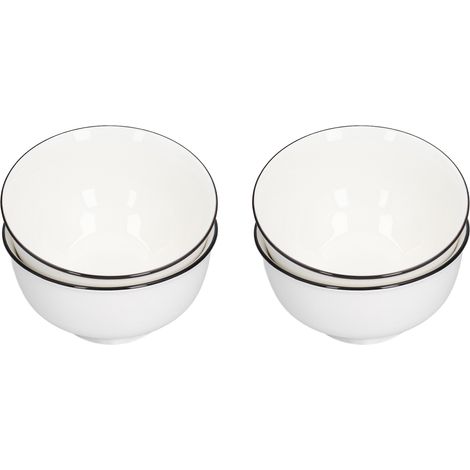 Lot de 4 bols à soupe de 15 cm en céramique blanche, bols à nouilles et bols à riz écologiques pour la cuisine et le restaurant (1/5)