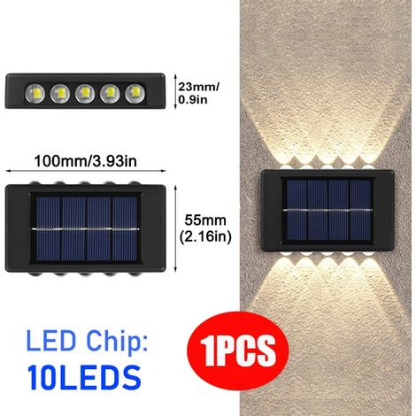 (1 pièce) Applique murale solaire extérieure étanche, décoration de jardin, éclairage vers le haut et vers le bas, lampe solaire étanche pour mur extérieur (1/5)