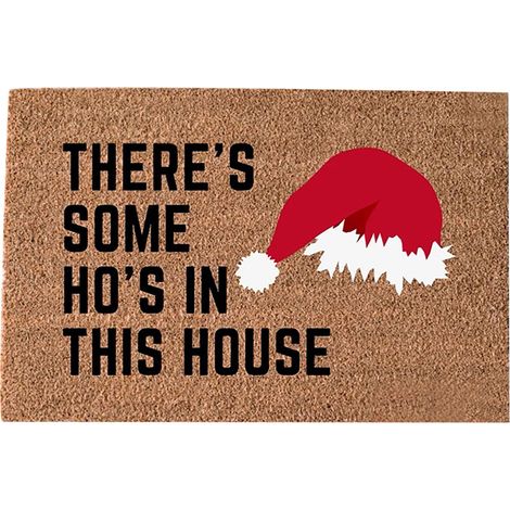 Paillasson de Noël motif chapeau lettre, tapis antidérapant pour salle de bain, entrée, absorbant, idéal toilette, moquette porte, lot de mats. (1/5)