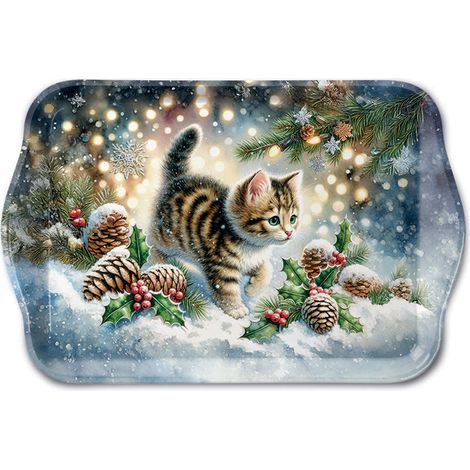 Mini plateau de Noël Chaton dans la neige (1/2)