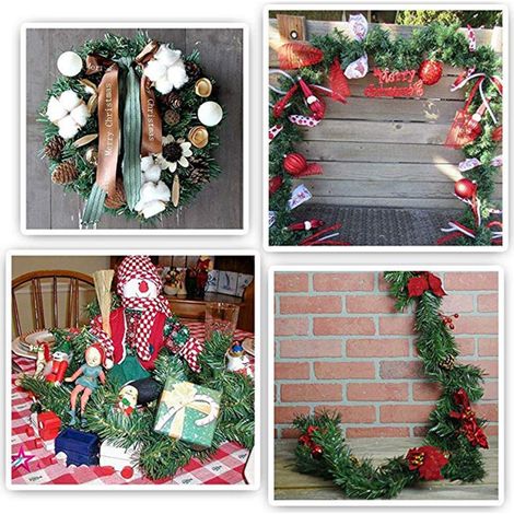 Guirlande de Noël en Pin Artificiel 5.5M Vert, Décoration Murale de Jardin en Rotin pour Sapin de Noël