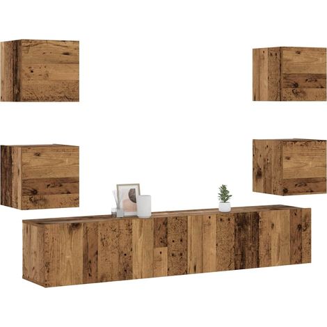 Meubles TV muraux 6 pcs vieux bois bois d'ingénierie (1/5)