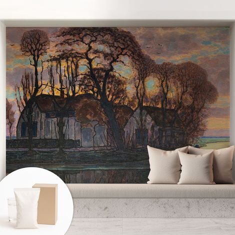Tapete Dekorative Vliestapete mit Klebe für Wand - Mustertapete - moderne Einrichtung - für Büro Abendlandschaft 208x146 cm (1/5)