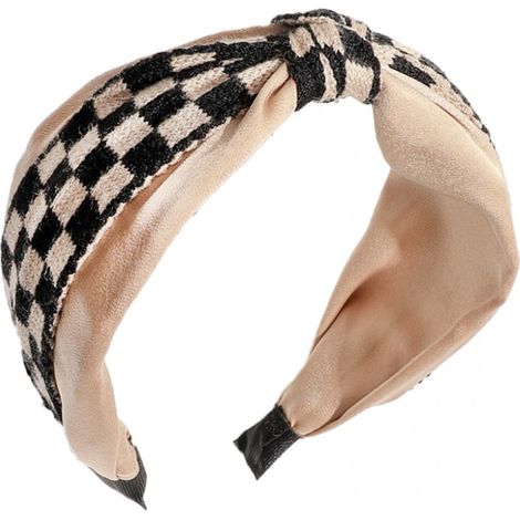 Bandeau turban pied-de-poule en tissu épais, 6,5 cm de large, motifs décoratifs tendance