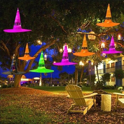 Guirlande Lumineuse - ZGEER - Chapeau de Sorcière - Décoration Halloween - 6 PCS - Solaire (1/4)