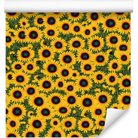 Papier peint jaune et or à motifs de fleurs et de feuilles pour salon et chambre, 50 x 1000 cm (1/5)