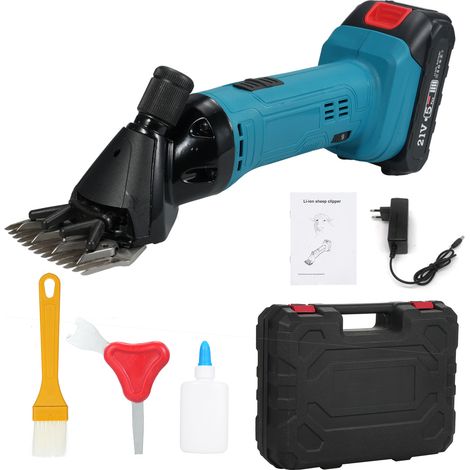 Tondeuse mouton électrique 500W 2400tr/min, rechargeable 21V 6 vitesses, pour laine moutons chèvres bovins, batteries lithium incluses (1/5)