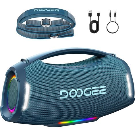 Enceinte Bluetooth Puissante, 250W Enceinte Bluetooth Portable avec Bass Puissantes, 12000 mAh Batterie, Autonomie 14H, Lumière RGB, DSP, TWS Haut Parleur sans Fil IP55 Étanche pour Extérieur, Fêtes (1/5)