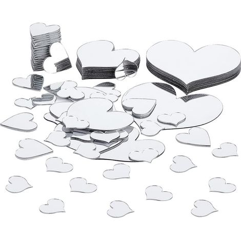 100pcs Miroirs en forme de coeur 4 tailles Tuiles de miroir artisanales adhésives Tuiles de mosaïque de miroir de coeur d'amour Artisanat de petits miroirs pour décoration murale de mariage (1/5)