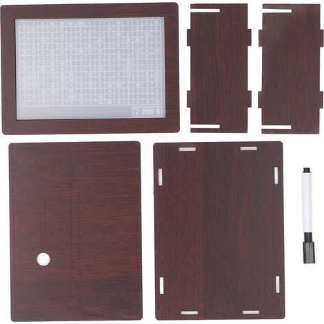 Tirelire en Bois avec Compteur, Coffre-fort à Pièces Challenge Économies, Boîte de Rangement Décorative Marron Foncé 2000 (1/5)