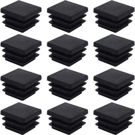 Paquete de 40 tapas cuadradas de plástico negro (20 mm x 20 mm) – Resistentes a los impactos – Protectores para patas de muebles – Fácil instalación