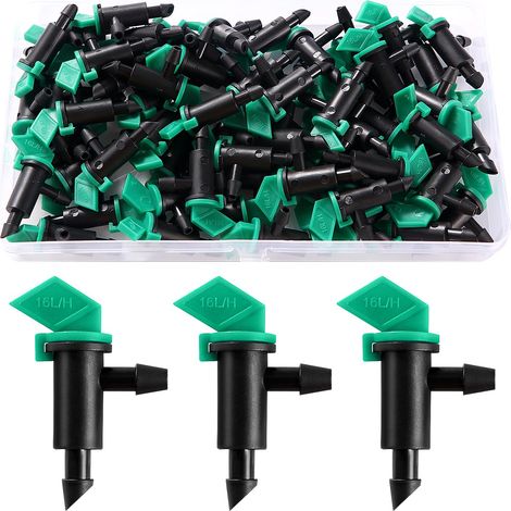 60 unidades de emisores de riego por goteo de 4 GPH (16 L/h) para banderas, emisores de riego por goteo para césped de jardín, emisores de riego por goteo, color verde. (1/5)