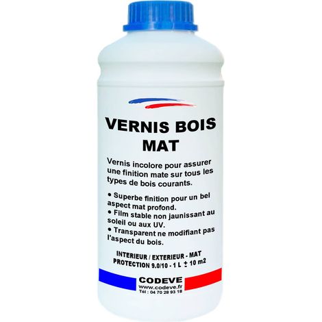 Codève Bois – Vernis pour bois extérieur mat 1 L – Finition profonde non jaunissante – Résistant à l'eau et aux UV – Application facile en 2 couches (1/5)