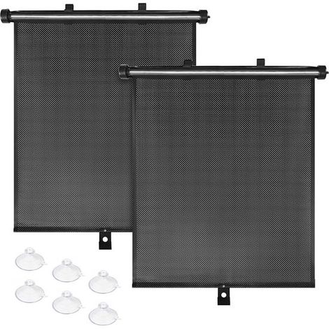 Sonnenschutz fürs Auto Seitenfenster Sonnenschutz 2 teilig Aufrollbar Mit Saugnäpfen UV Schutz Hitzebeständig Einfache Montage Für Auto und Wohnm (1/5)