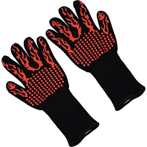 Grillhandschuhe, hitzebeständige Handschuhe, Silikon-Ofenhandschuhe, Küchenhandschuhe zum Kochen und Backen, rot (1/5)
