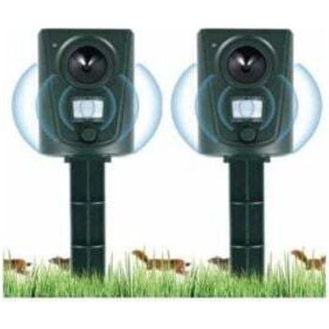 [NON UTILIZZATO] 2X Répulsif Chat Jardin à Ultrasons, Répulsif Chats avec Piquet au Sol Prévenir Les Chiens et Les Chats, Les Oiseaux, pour Jardins, Champs, Pépinières, Etanche