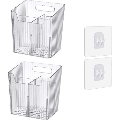 Lot de 2 bacs de rangement muraux pour douche, étagères de salle de bain, bac adhésif suspendu pour salle de bain,transparent (1/5)