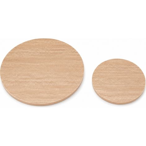 Dos tamaños: perfectamente combinables para cualquier estancia, Ø70 cm y Ø50 cm, elegante tablero redondo con aspecto de travertino. (1/5)