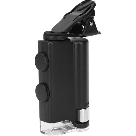 Loupe de microscope portable à pince avec LED, grossissement 60-100x, pour l'observation