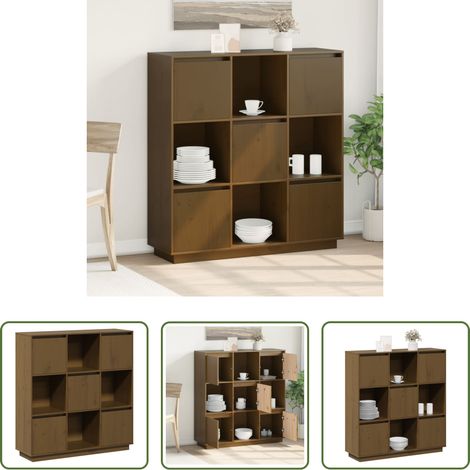 Rangement - Buffet Marron miel 110,5x35x117 cm Bois massif de pin (1/5)