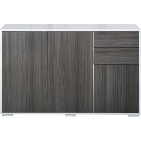 Meuble multifonction pour salon, cuisine, bureau, 2 tiroirs et 2 placards à ouverture par pression, gris (1/5)