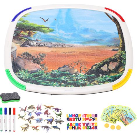 Tableau magnétique puzzle en forme de dinosaure qui stimule l'imagination. Tableau à dessin magnétique en plastique sûr et durable pour les enfants de plus de 3 ans. (1/5)
