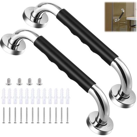 2-Piece Bathtub Grab Bar, 33cm Non-Slip Bathroom Grab Bar, Stainless Steel Wall-Mounted Shower Grab Bar for Elderly/Disabled/Children/Pregnant Women (1/5)