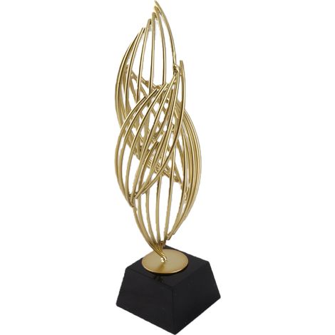 Statue Métal Moderne Sculpture Art Déco Centre Table Style Luxe Électrodoré Noir Or (1/5)