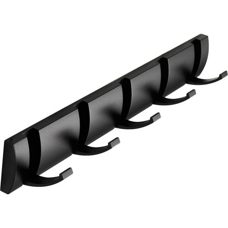 Appendiabiti da parete con ganci pieghevoli, salvaspazio, moderno, elegante design con aletta per cappotti, borse e sciarpe (nero, 5 ganci) -Crezuo